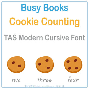 TAS Modern Cursive Font Counting Busy Book has 21 pages of hands-on activities to teach numbers