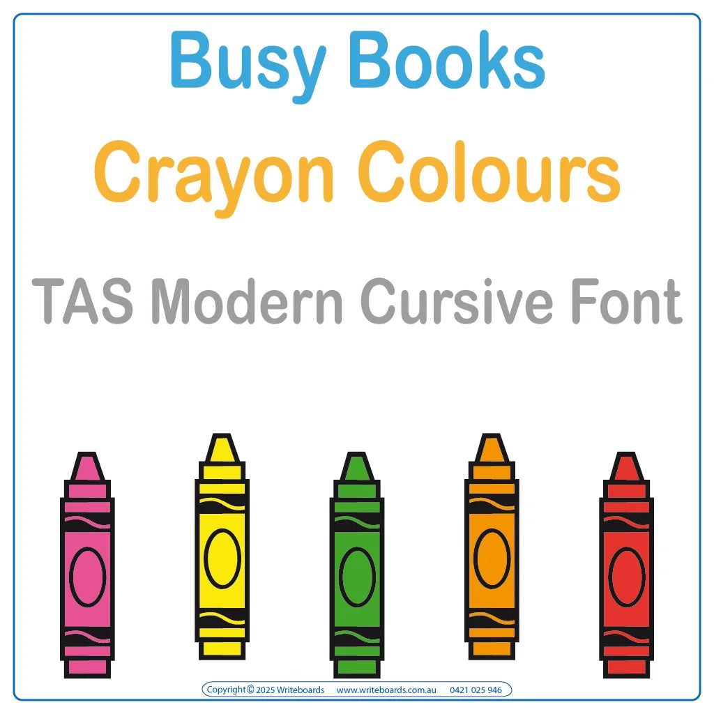 Teach colours with this TAS Modern Cursive Font Busy Book that includes 23 interactive pages