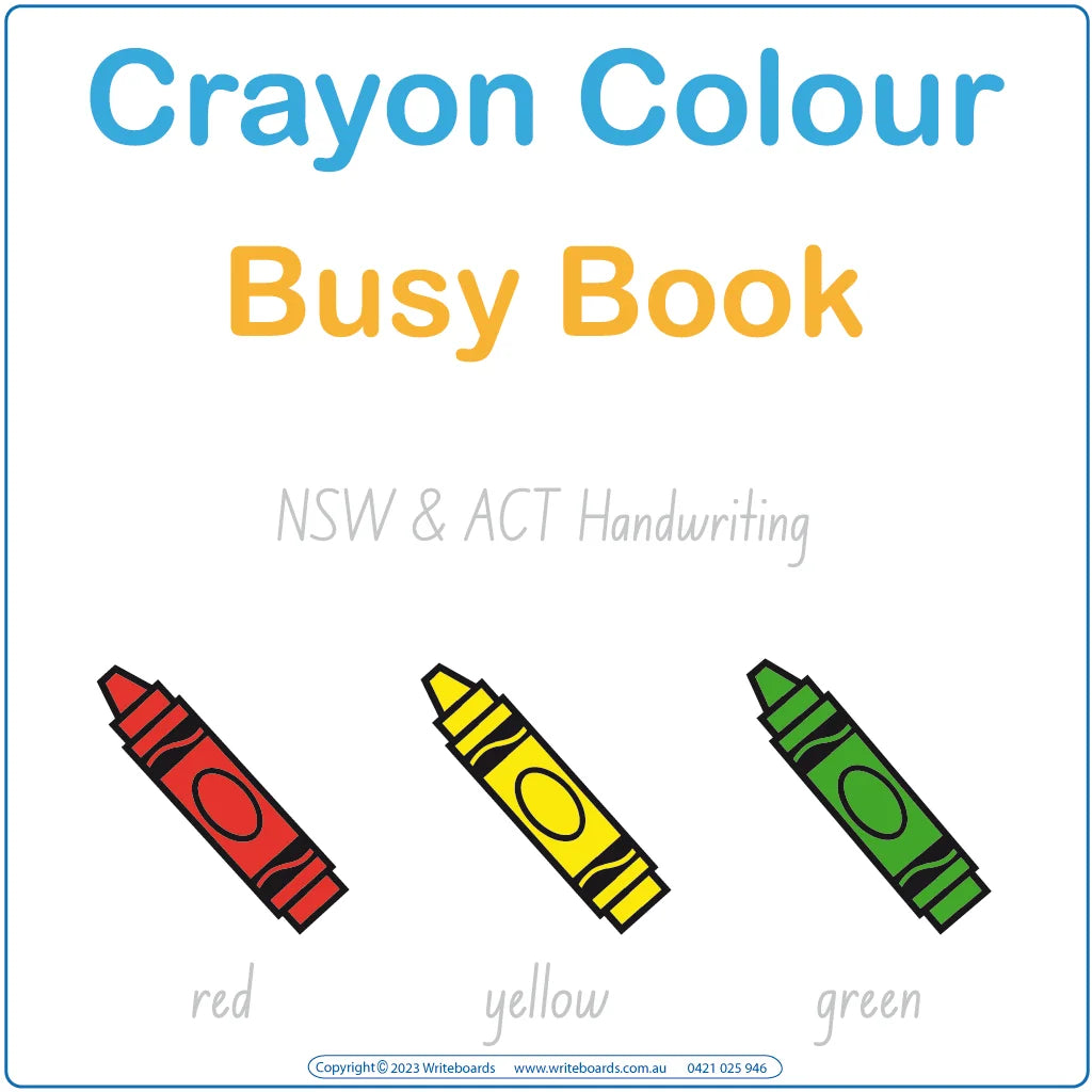 Teach Your Child Colours using our Crayon Colour Busy Book, NSW Colour Busy Book