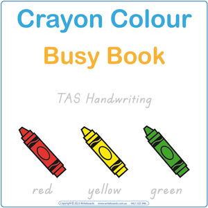 Teach your child colours with our TAS Modern Cursive Font Busy Book with posters and flashcards