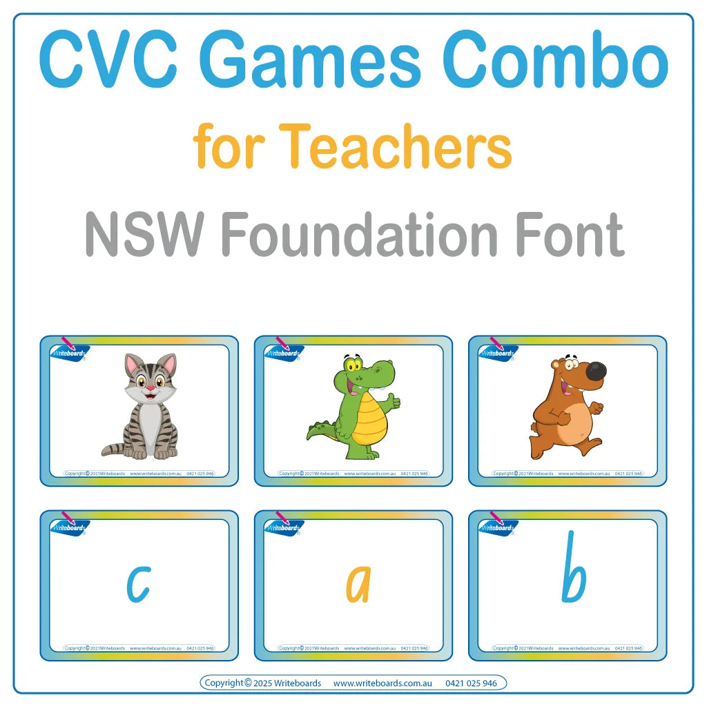 Engage students with our NSW Foundation Font CVC Games Package with 129 pages of fun games