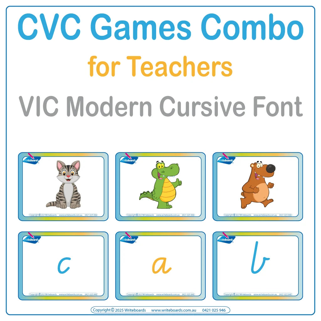 VIC Modern Cursive Font CVC Games Combo designed to develop reading skills through fun and play
