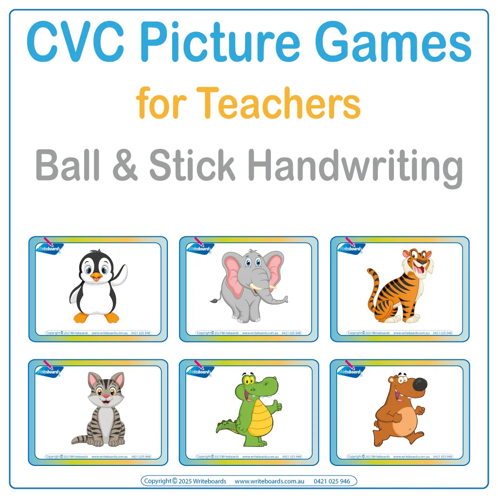 Ball and Stick CVC Animal Picture Flashcards Games for Teachers, Help your students spell