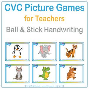 Ball and Stick CVC Animal Picture Flashcards Games for Teachers, Help your students spell