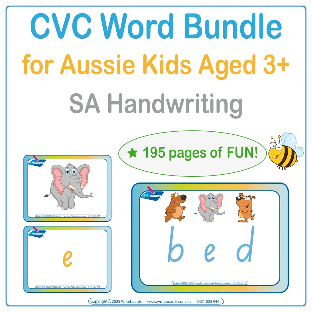 CVC Words & Games Bundle: Help your child learn to spell at home using SA Handwriting