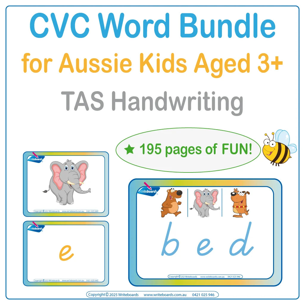 CVC Words & Games Bundle: Help your child learn to spell at home using TAS Handwriting