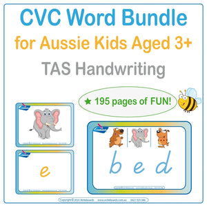 CVC Words & Games Bundle: Help your child learn to spell at home using TAS Handwriting
