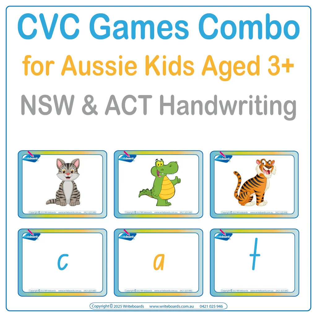 Teach Your Child CVC Words with this Bundle for NSW & ACT Handwriting for Ages 3+