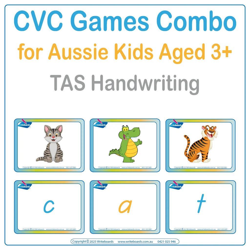 CVC Words Games Pack Two with 67 pages of letter-based activities for TAS School Handwriting