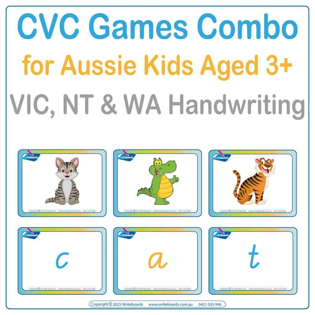 Teach Your Child CVC Words with this Bundle for VIC & WA Handwriting for Ages 3+