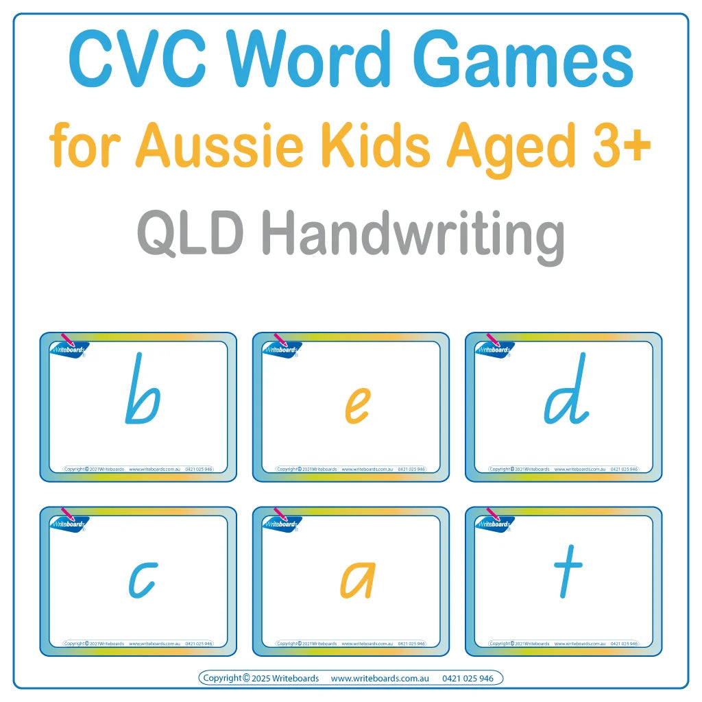CVC Words Games Pack Two with 67 pages of letter-based activities for QLD School Handwriting