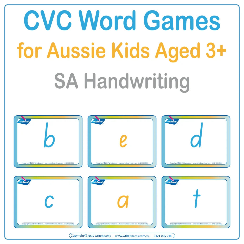 CVC Words Games Pack Two with 67 pages of letter-based activities for SA School Handwriting