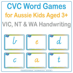 CVC Words Games Pack Two with 67 pages of letter-based activities for VIC & WA Handwriting