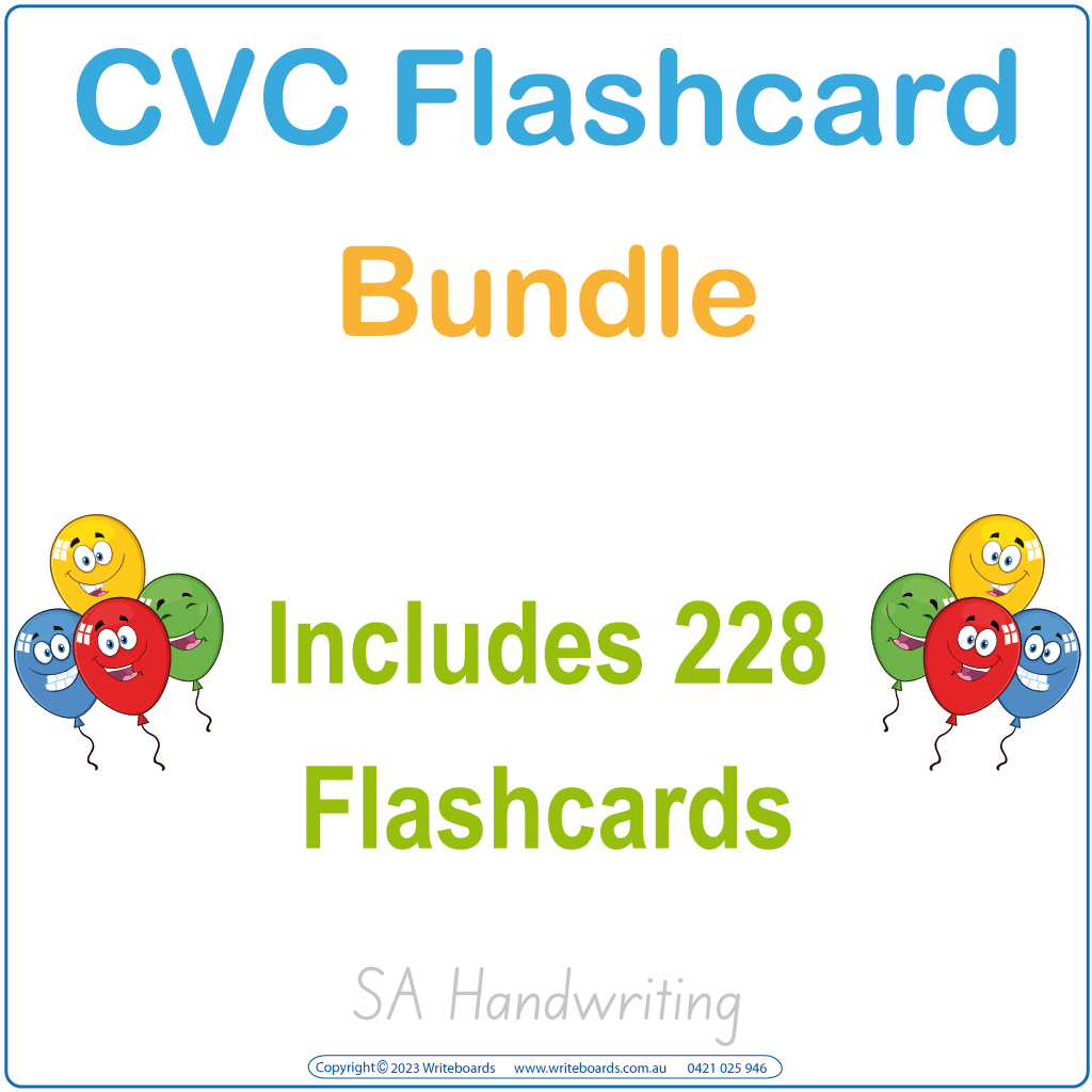 SA CVC Flashcard Bundle, SA Rhyming CVC Flashcard Bundle, Printable SA Animal Phonics CVC Flashcard Bundle
