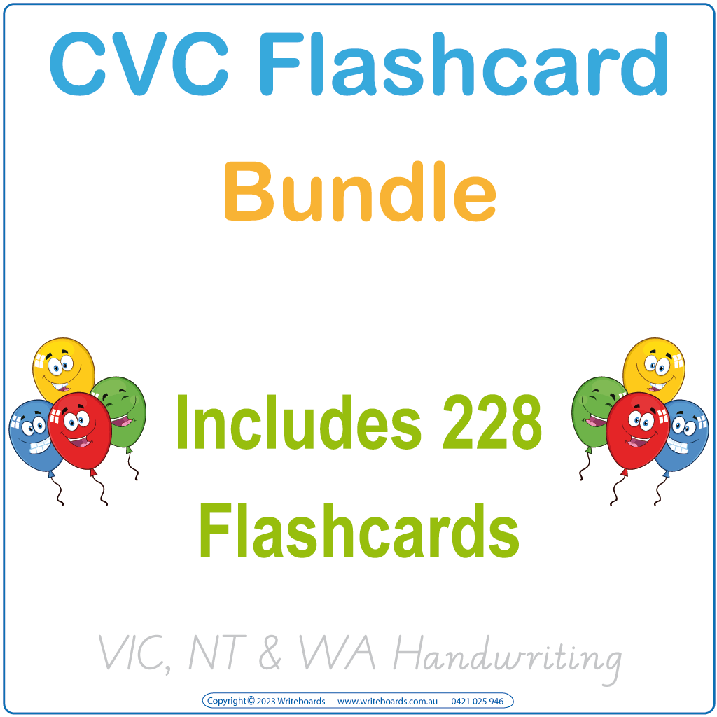 VIC Zoo Phonic CVC Flashcard Bundle, VIC Rhyming CVC Flashcard Bundle, VIC Printable CVC Flashcard Bundle