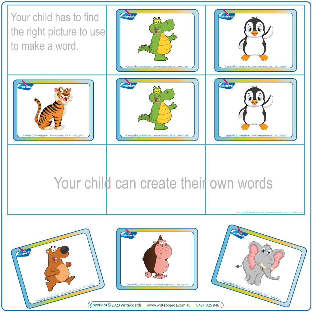 Teach spelling with CVC Words Games Pack One - Includes 61 printable pages of animal pictures