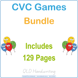 QLD CVC Words Games Bundle, CVC Games Bundle for QLD Handwriting, QLD CVC word games