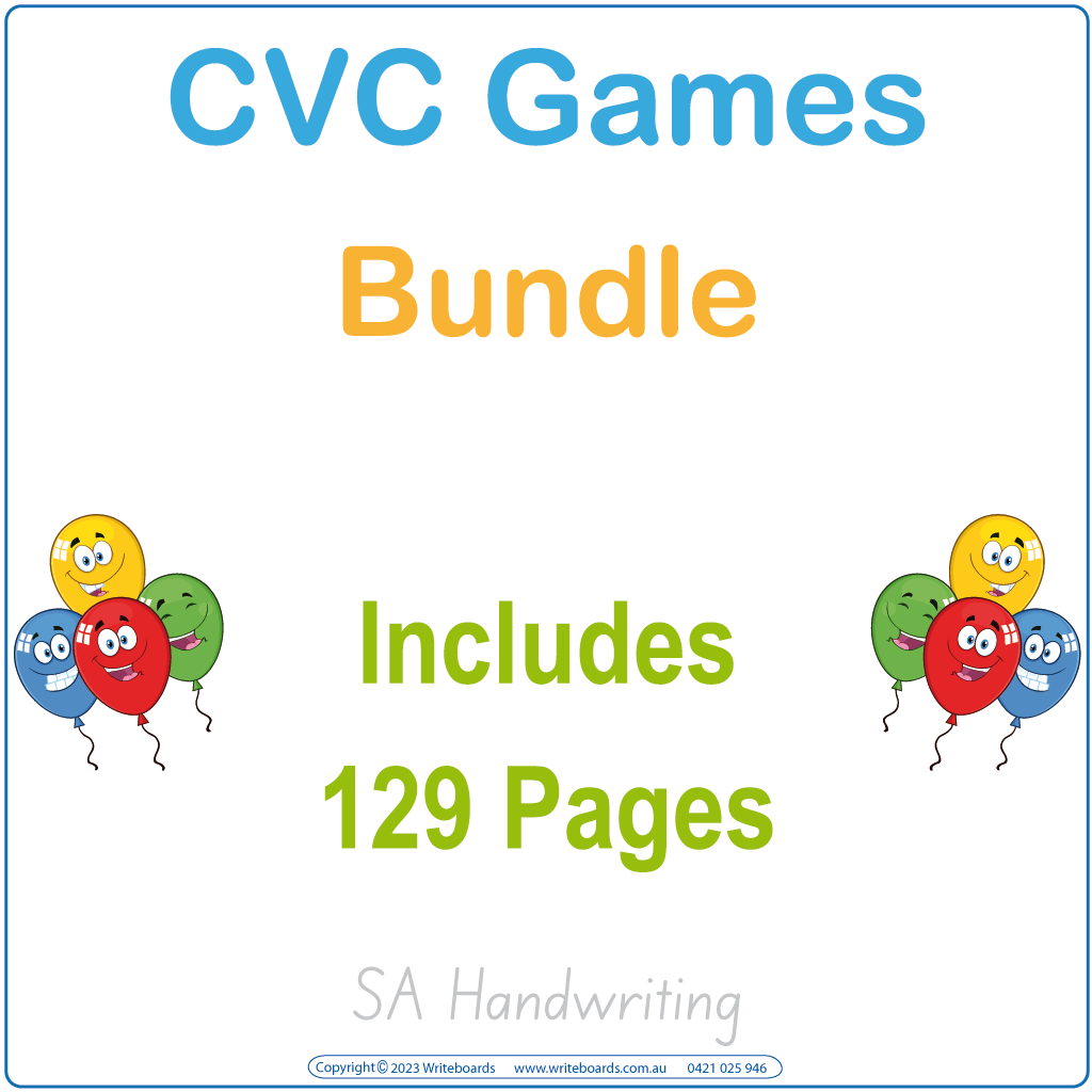 SA CVC Words Games Bundle, CVC Games Bundle for SA Handwriting, SA CVC word games