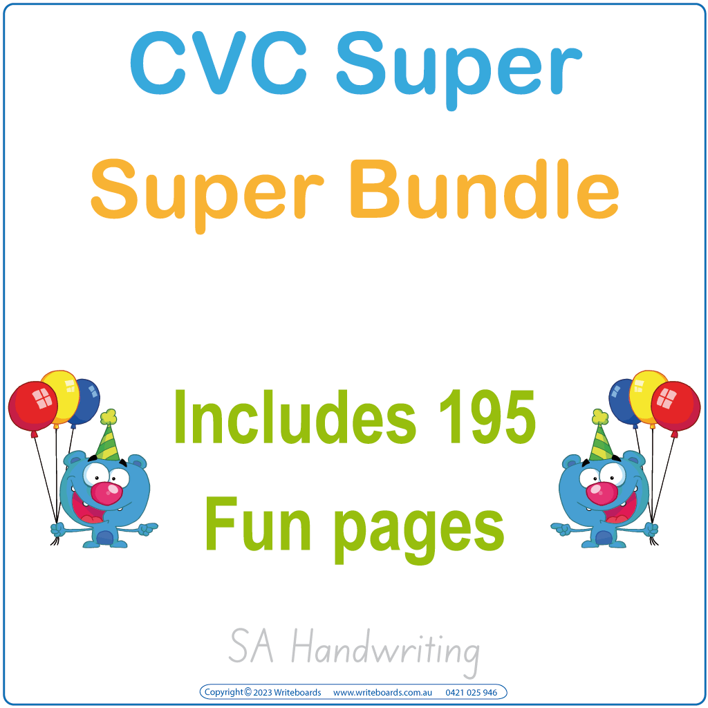 CVC Flashcard & Games Bundle for SA kids -includes 195 pages of spelling and fun games