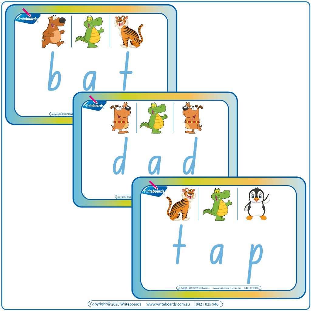 NSW Animal Phonic CVC Flashcards, NSW Printable CVC Flashcards middle letter A, NSW Rhyming CVC Flashcards