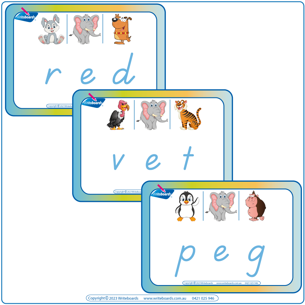 CVC Flashcards Middle Letter e - TAS Handwriting