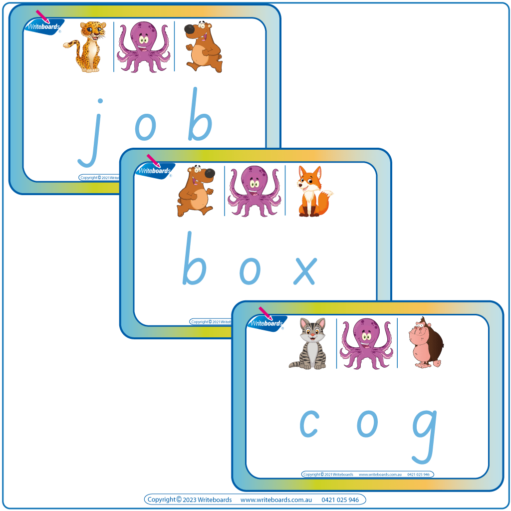 SA Animal Phonic CVC Flashcards, SA Printable CVC Flashcards middle letter O, SA Rhyming CVC Flashcards