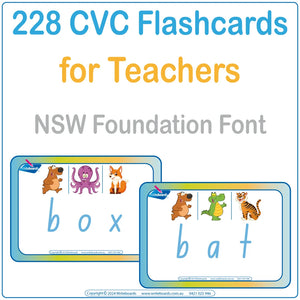 NSW Foundation Font CVC Flashcard Package