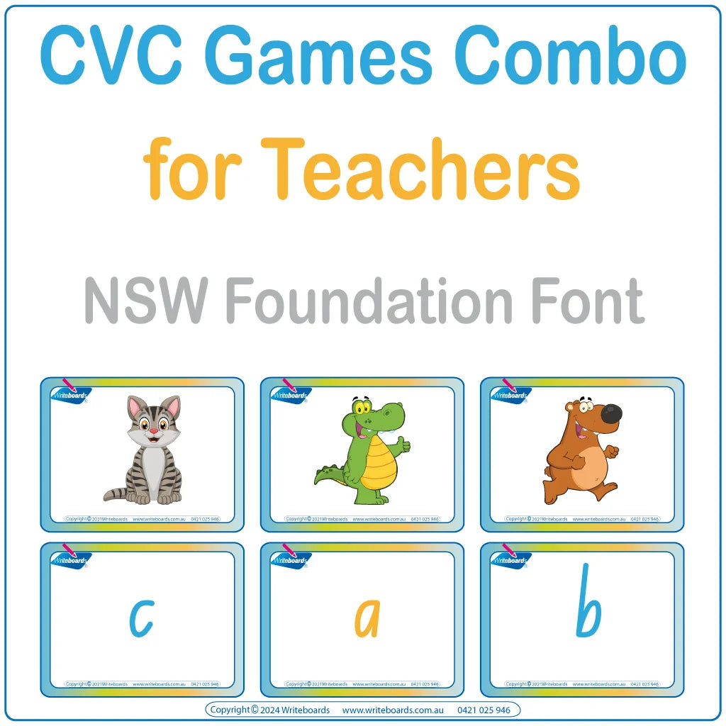 Engage students with our NSW Foundation Font CVC Games Package with 129 pages of fun games