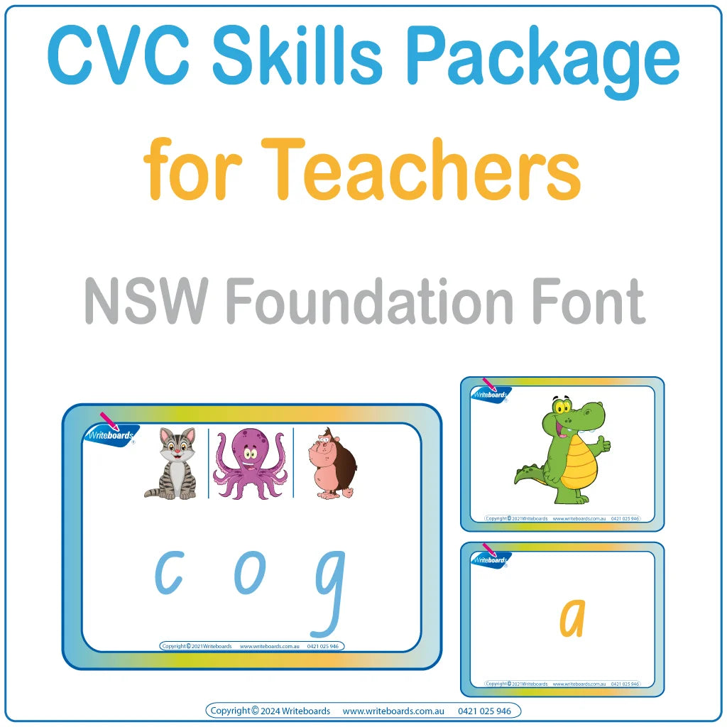 CVC Flashcard & Games Package for Teachers, NSW Foundation Font CVC Flashcard & Games Package