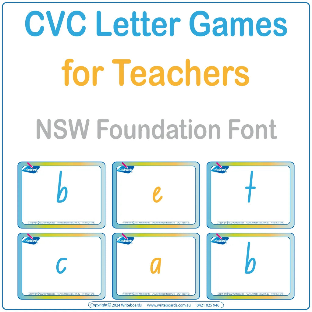 Teach spelling with our FUN CVC Letter Word Game in NSW Foundation Font