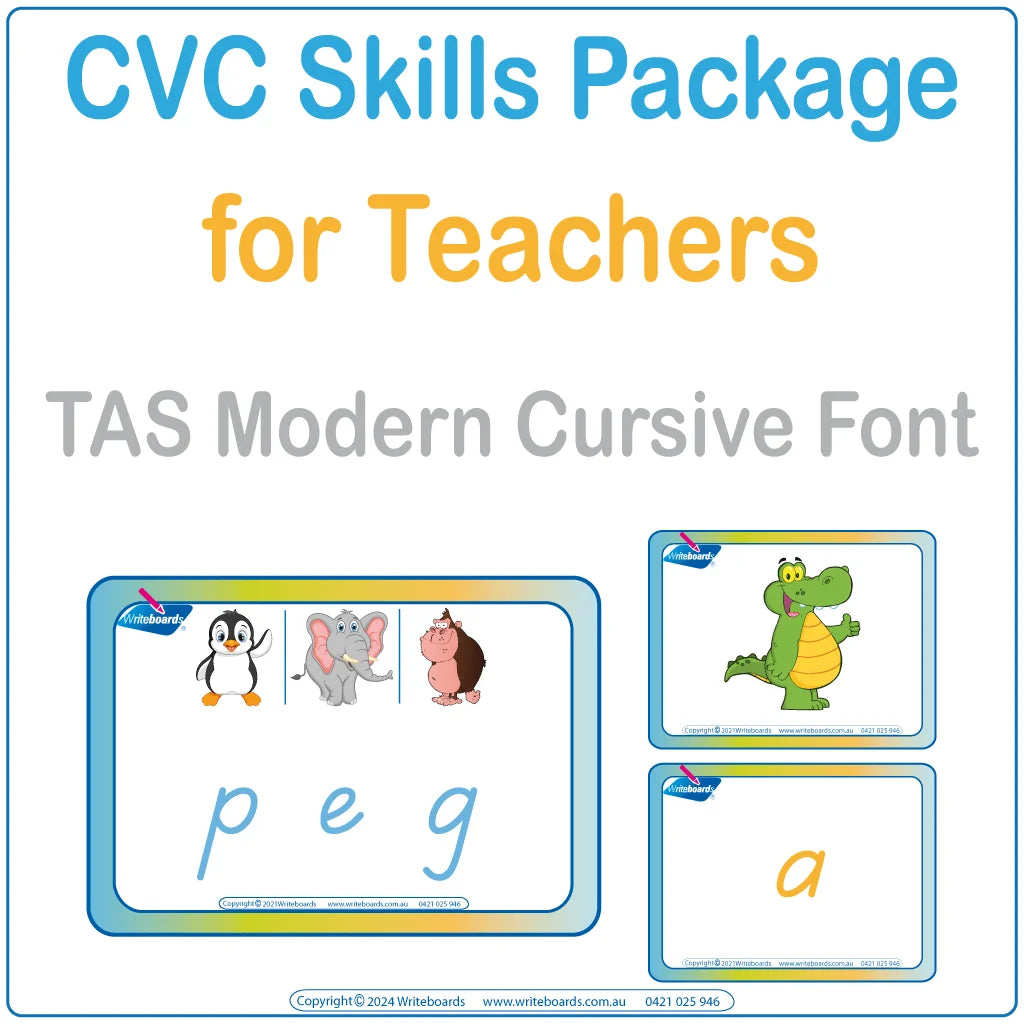 TAS Modern Cursive Font CVC Skills Package