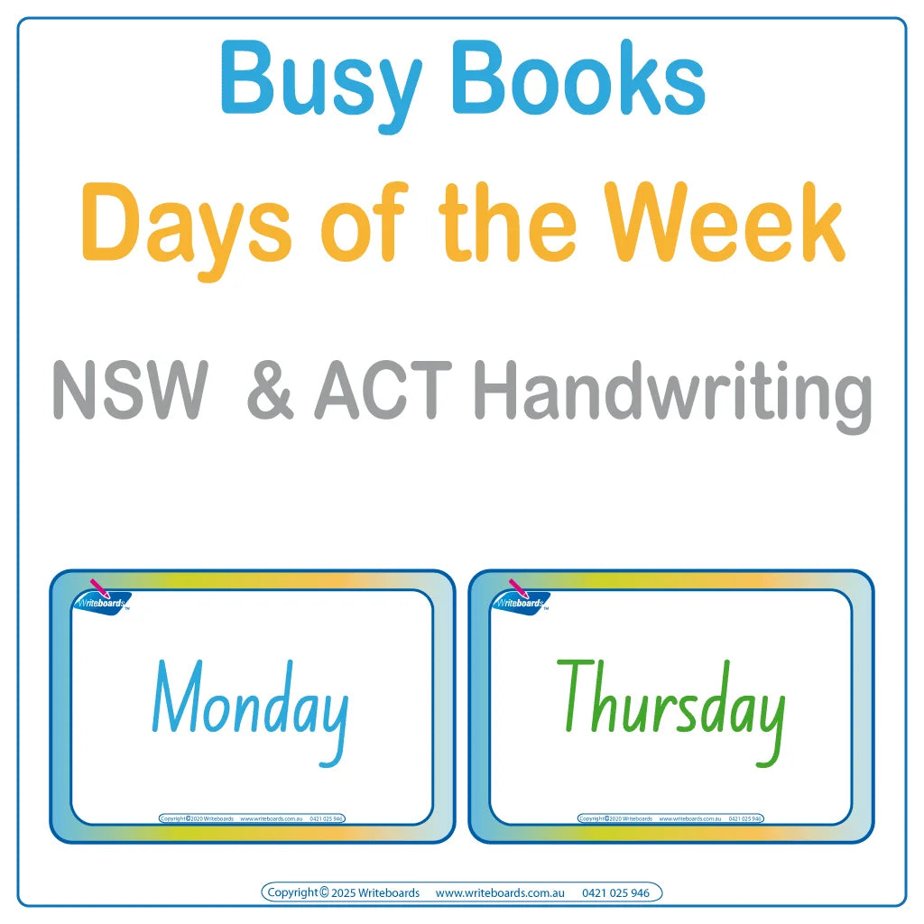 Teach Your Child the Days of the Week using NSW & ACT Handwriting for ages 3+