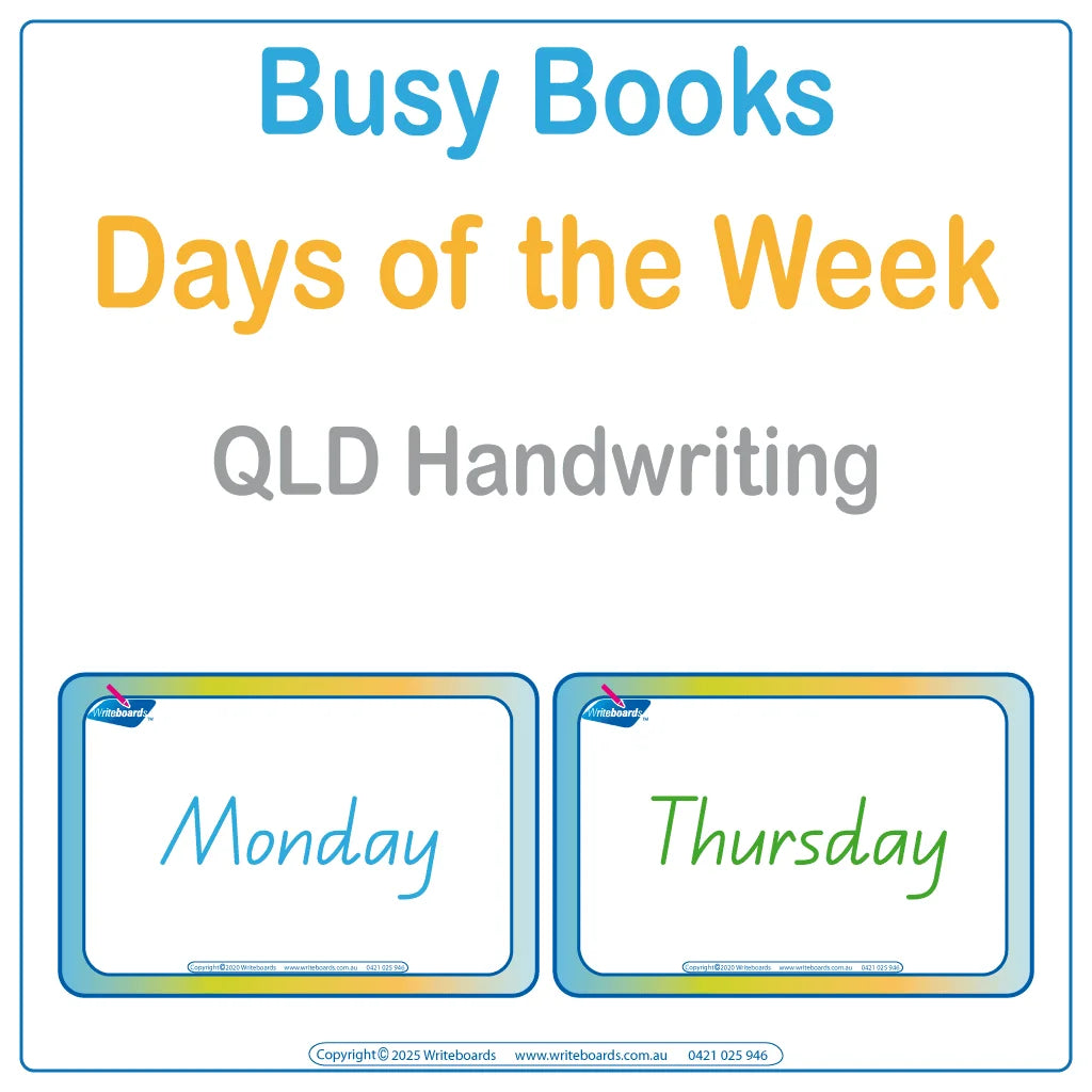 Teach Your Child the Days of the Week using QLD Handwriting for ages 3+