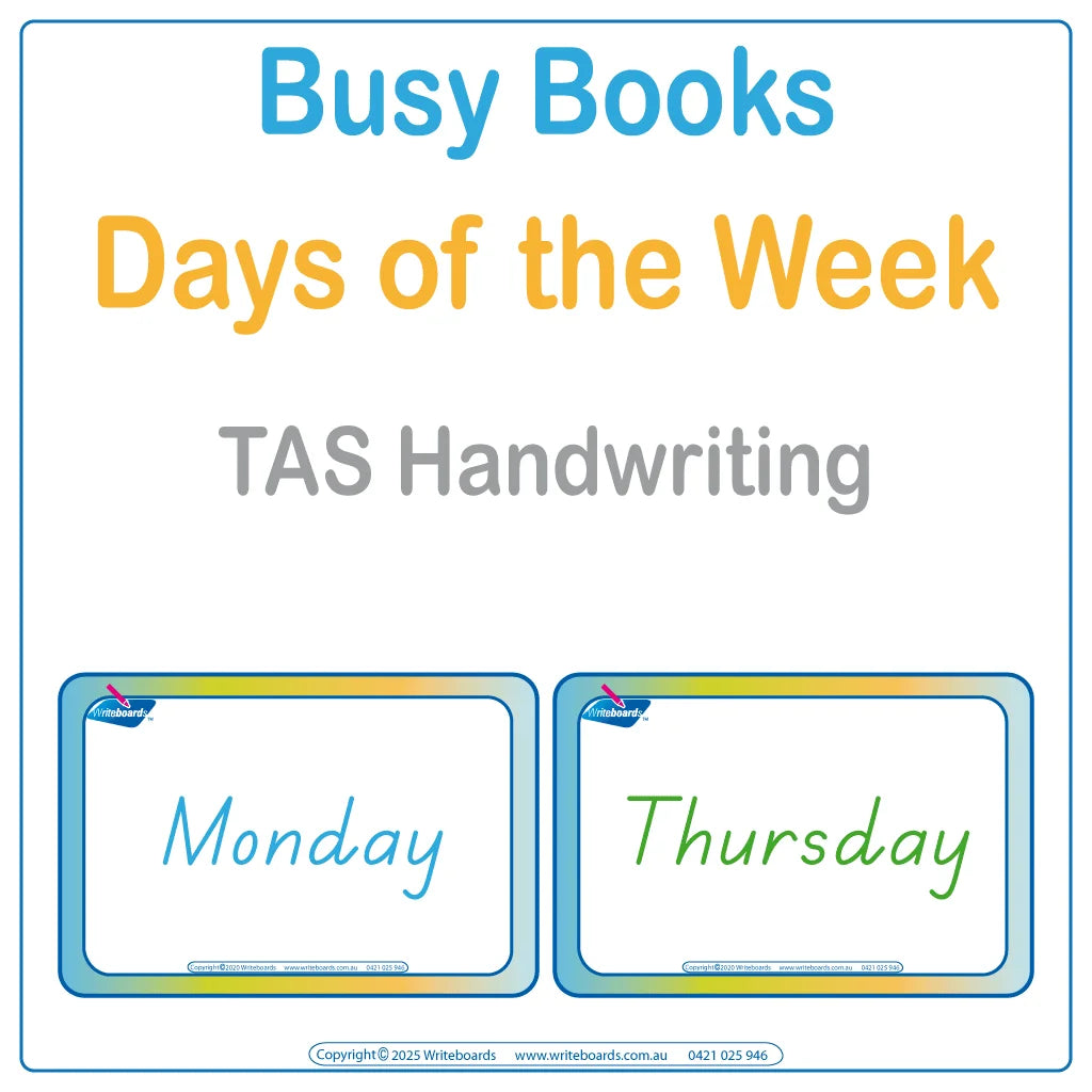 Teach Your Child the Days of the Week using TAS Handwriting for ages 3+