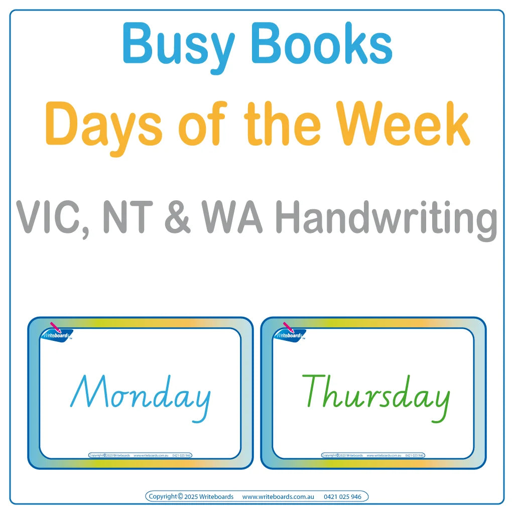 Teach Your Child the Days of the Week using VIC & WA Handwriting for ages 3+