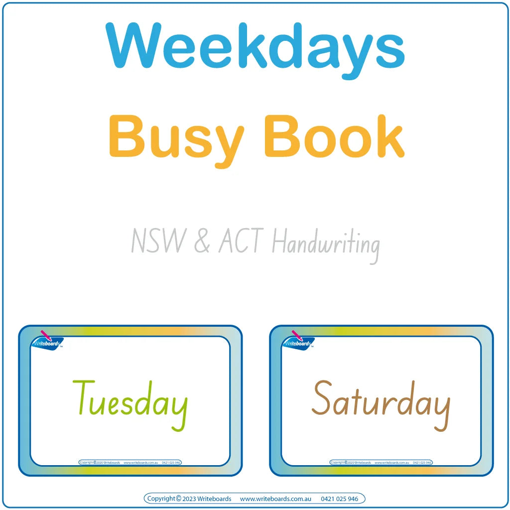 NSW Weekdays Busy Book, NSW Weekdays Quiet Book, ACT Weekdays Busy Book