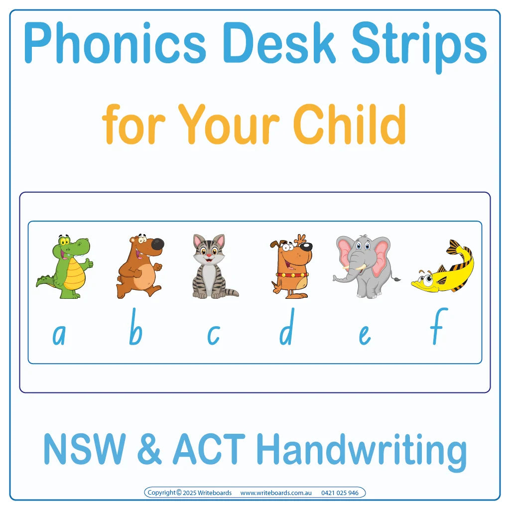 Phonics Desk Strips for NSW & ACT School Handwriting, NSW Foundation Phonics Desk Strips 