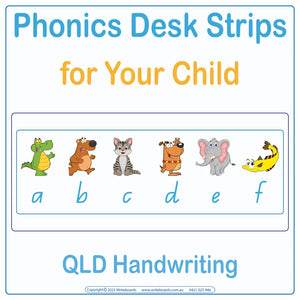 Phonics Desk Strips for QLD School Handwriting, QLD Modern Cursive Phonics Desk Strips