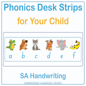 Phonics Desk Strips for SA School Handwriting, SA Modern Cursive Phonics Desk Strips