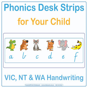 Phonics Desk Strips for VIC and WA School Handwriting, Phonics Desk Strips for NT School Handwriting