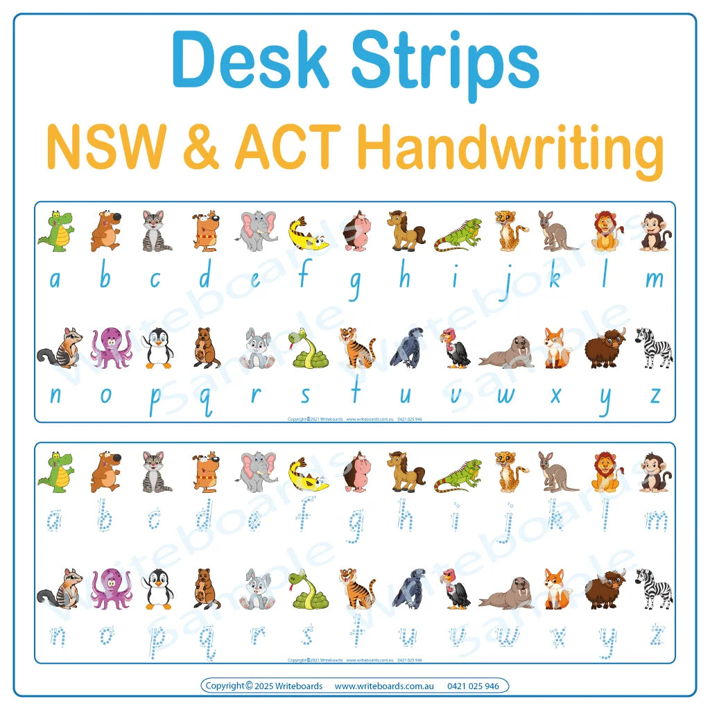 Download & Print NSW & ACT Handwriting Animal Phonics Desk Strips to help your child