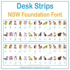 Support your students’ phonics journey with desk strips featuring NSW Foundation Font and fun animal cues