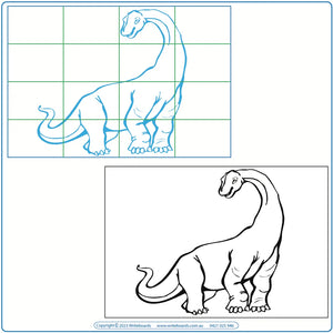 Teach your child how to draw dinosaurs using a grid & a Reusable board