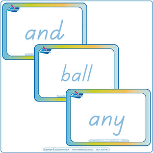 Teach 315 Dolch words using TAS Modern Cursive Font Flashcards and Bingo Games