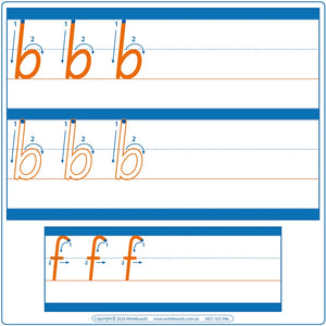 Download SA Modern Cursive Font Large Dotted Third Alphabet Worksheets for Teachers - Includes 44 worksheets