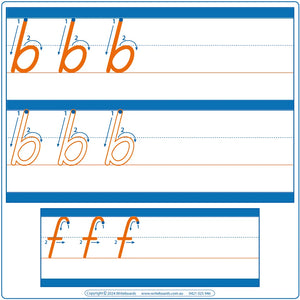 TAS Modern Cursive Font Dotted Third Letter Lowercase Alphabet Worksheets for Teachers, TAS Teachers Alphabet Resources