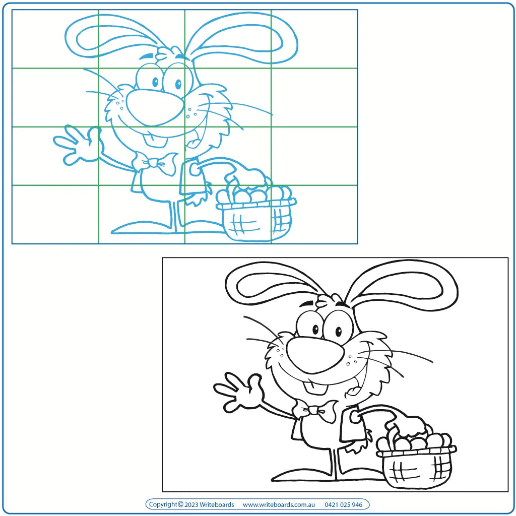 Teach your child how to draw Easter Bunnies using a grid & a Reusable board