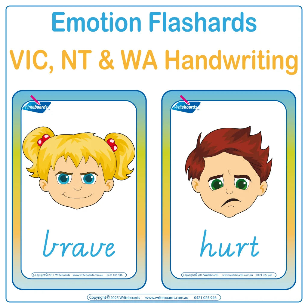 Teach your child about emotions with this fun flashcard pack in VIC & WA Handwriting
