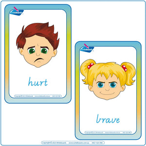 Emotion Flashcards completed using VIC Handwriting, WA Emotion Flashcards using VIC Handwriting, VIC Emotion Flashcards