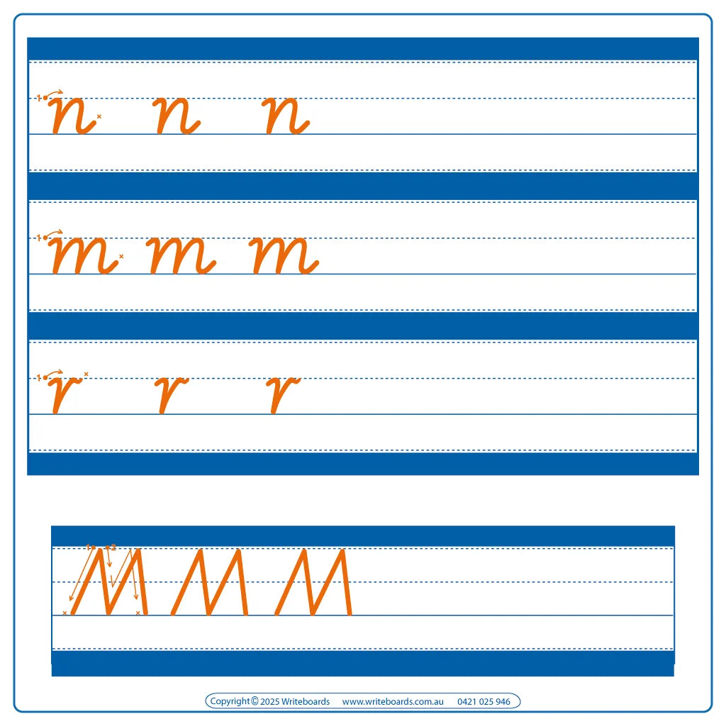 Family Letter Alphabet Tracing Worksheets for VIC Modern Cursive School Handwriting, NT Alphabet Tracing Worksheets